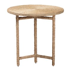 Fumito Handwoven Seagrass End Table - Round Boho Side Table