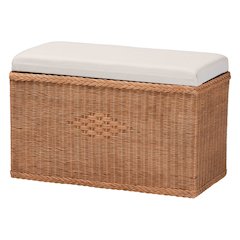 Eamon Braided Natural Rattan Storage Bench