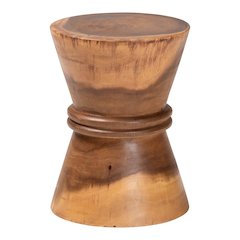 Wood Side Table - Handcrafted Sculptural End Table with Hourglass Design