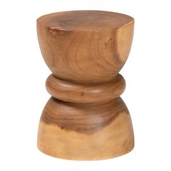 Wood Side Table - Handcrafted Sculptural End Table with Hourglass Design