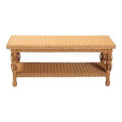 Dolby Natural Rattan Coffee Table - Handwoven Wicker Accent Table