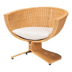 Natural Rattan Lounge Chair - Handwoven Wicker Accent Seating