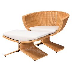 Natural Rattan 2-Piece Living Room Set - Handwoven Wicker Accent Seating