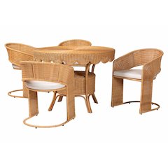 Arisu Bohemian Light Honey Rattan 5-Piece Dining Set