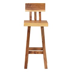 Luli Suar Wood Bar Stool - Handcrafted Solid Wood Stool