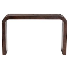 Revelle Real Burl Wood Console Table in Dark Walnut Brown