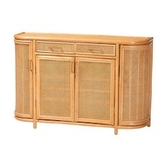 Natural Rattan Sideboard - Handwoven Wicker Buffet Credenza