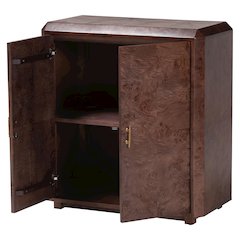 Valora Real Burl Wood Storage Cabinet in Dark Walnut Brown