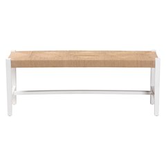 Woven Paper Loom Bench with Mahogany Wood Frame - Handcrafted Accent Seating