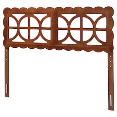 Wood Headboard with Scalloped Frame - Geometric Cutout Decorative Panel, Full