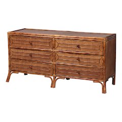 6-Drawer Horizontal Storage Cabinet with Geometric Overlay for Bedroom