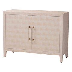 Faux Shagreen Storage Cabinet - Contemporary 2-Door Accent Sideboard