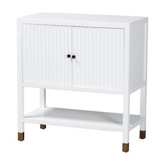 Fluted Sideboard - 2-Door Accent Storage Cabinet with Open Shelf and Raised Legs