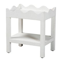 Scalloped End Table - 2-Tier Accent Table with Open Shelf Storage