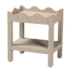 Scalloped End Table - 2-Tier Accent Table with Open Shelf Storage