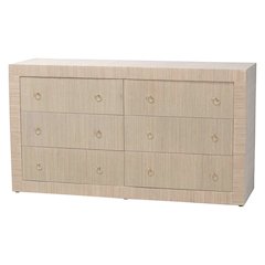 Sage Natural Grasscloth Dresser - 6-Drawer Bedroom Storage Cabinet