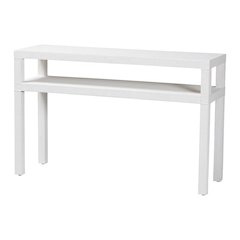 Natural Grasscloth Console Table - Two-Tier Entryway Table with Open Shelf