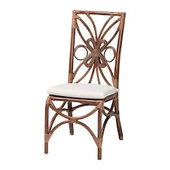 Dining Chair with Decorative Backrest and Cushioned Seat