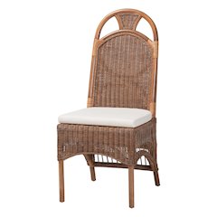 Natural Rattan Dining Chair - Handcrafted Wicker Accent Chair