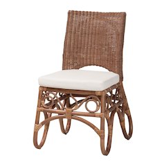 Natural Rattan Dining Chair - Handcrafted Wicker Accent Chair