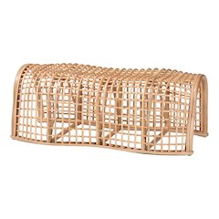 Natural Rattan Bench with Curved Frame - Lightweight Decorative