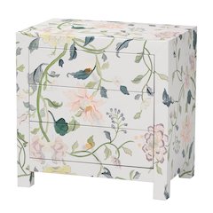 Connery Floral End Table - 3-Drawer Decorative Accent Storage Cabinet