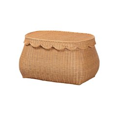 Ayleen Natural Rattan Basket - Handwoven Storage Box, Boho Coastal Decor, Medium