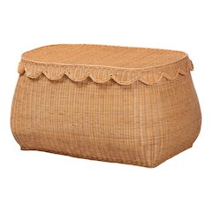 Ayleen Natural Rattan Basket - Handwoven Storage Box, Boho Coastal Decor, Large