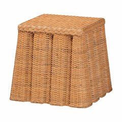 Andrea Natural Rattan End Table - Handwoven Wicker Accent Table