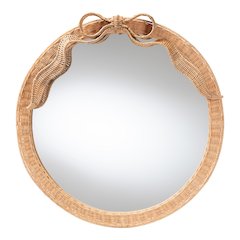 Creusa Natural Rattan Round Wall Mirror -Handwoven Wicker Frame