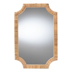Thiago Natural Rattan Wall Mirror - Handwoven Wicker Rectangle Mirror