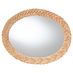 Nara Natural Rattan Wall Mirror - Handwoven Wicker Frame, Coastal Boho Décor