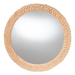 Nara Natural Rattan Wall Mirror - Handwoven Braided Wicker Frame