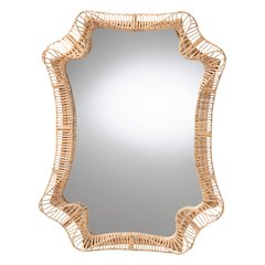 Yusra Natural Rattan Wall Mirror - Handwoven Frame with Freeform Silhouette