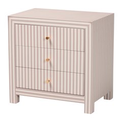 Javianne End Table with Striped Faux Leather - 3-Drawer Storage Cabinet