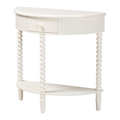 Raynera Bobbin-Leg Demilune Console Table - Half-Moon Accent Table