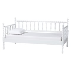 Daybed - Spindle Platform Bed Frame with Bamboo-Style Turned Posts, Twin, White