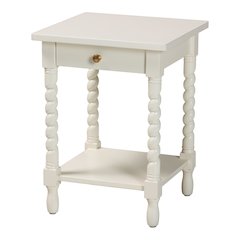 Nightstand with Twisted Legs - 1-Drawer Bedroom Side Table, Storage Shelf, White