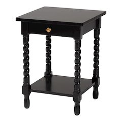 Nightstand with Twisted Legs - 1-Drawer Bedroom Side Table, Storage Shelf, Black