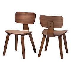Billie Wood 2-Piece Dining Chair Set, Bentwood Frame Seating with Contoured Seat