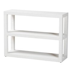 Oaklynn Natural Grasscloth Bookshelf - Two-Tier Display Piece, White