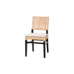 Lesia Rattan Dining Chair with Mahogany Frame and Cushion, Espresso