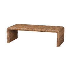 Alda Handwoven Seagrass Coffee Table with Rustic Waterfall Design