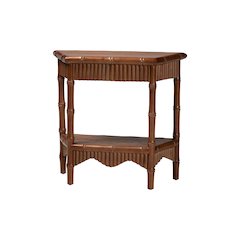 Alessa Mahogany Wood Console Table with Bamboo Motif, 2-Tier, 32 in.