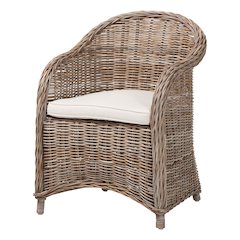 Amanda Natural Rattan Armchair - Handwoven Wicker Barrel Chair