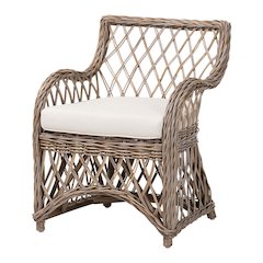 Debra Natural Rattan Armchair - Handwoven Open-Weave Wicker Armchair