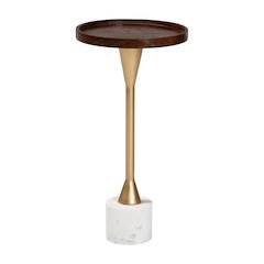 Drink Table with Marble Base - Pedestal Accent Table with Tray Top
