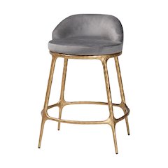 Aarush Counter Stool - Modern Rustic Seating with Hand-Forged Metal Frame