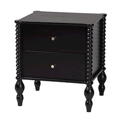 Nightstand - 2-Drawer Bedside Table with Turned Accents for Bedroom, Black