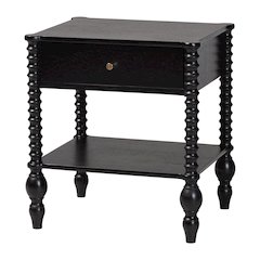 Nightstand - 1-Drawer Bedside Table with Open Shelf Storage, Black